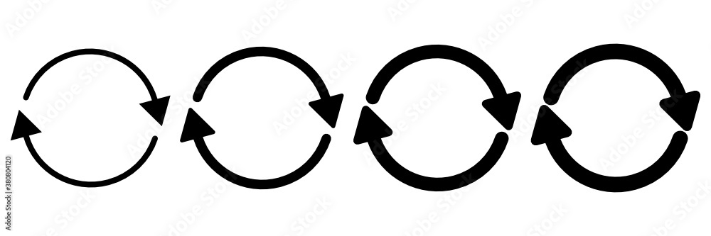 Set of black refresh symbol icon. Update, Restart symbol. Circle arrow Set of black refresh symbol icon. Update, Restart symbol. Circle arrow