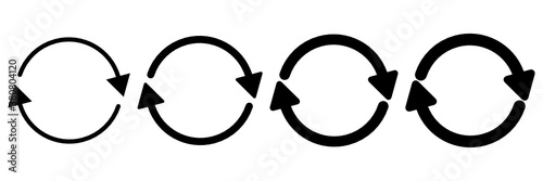Set of black refresh symbol icon. Update, Restart symbol. Circle arrow
