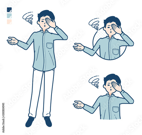 simple Stand collar shirt man_Discouraged