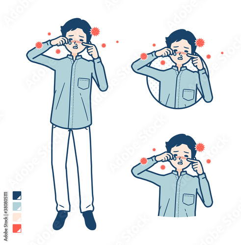 simple Stand collar shirt man_hay fever