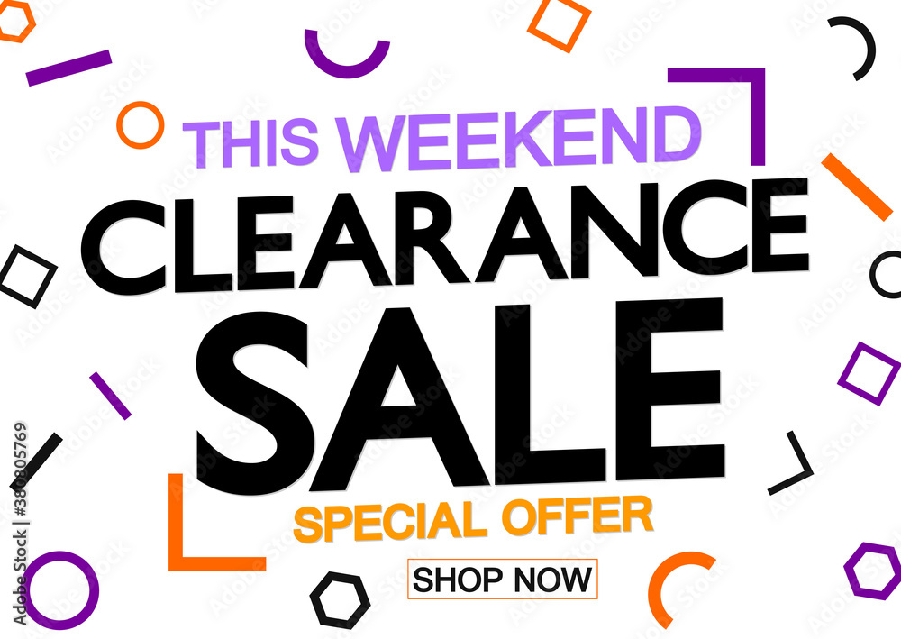 Clearance Sale, poster design template, special offer, discount banner, vector illustration