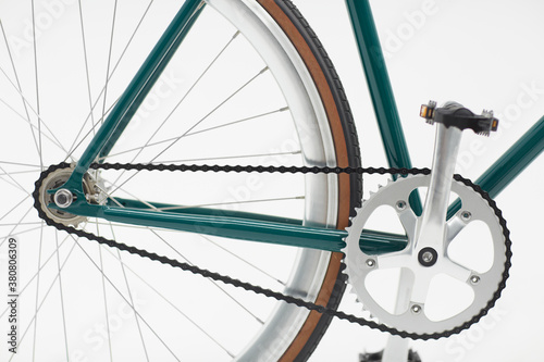 Studio shot of a bicycle cranck and pedals photo