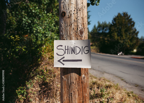 Hand made sign on telephone pole
