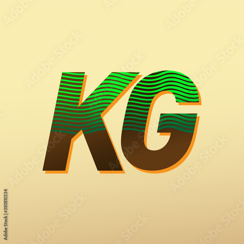 initial letter logo KG colored green and brown with striped compotition, Vector logo design template elements for your business or company identity