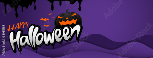 Happy Halloween banners or party invitation background.Vector illustration