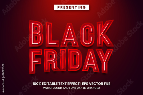 Neon sign black friday text effect template