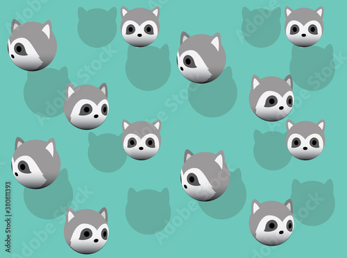 Raccoon 3D Ball Head Animation Cartoon Vector Illustration Seamless Background-01