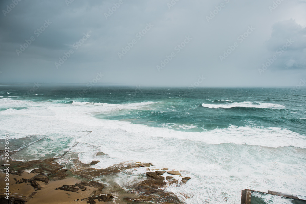 Stormy weather over rock pools at Cronulla in Sydney's south Stormy weather over rock pools at Cronulla in Sydney's south