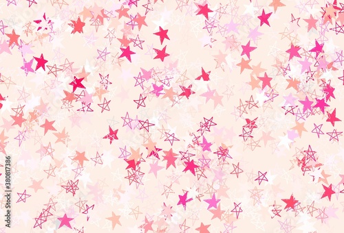 Light Red vector backdrop with small and big stars.