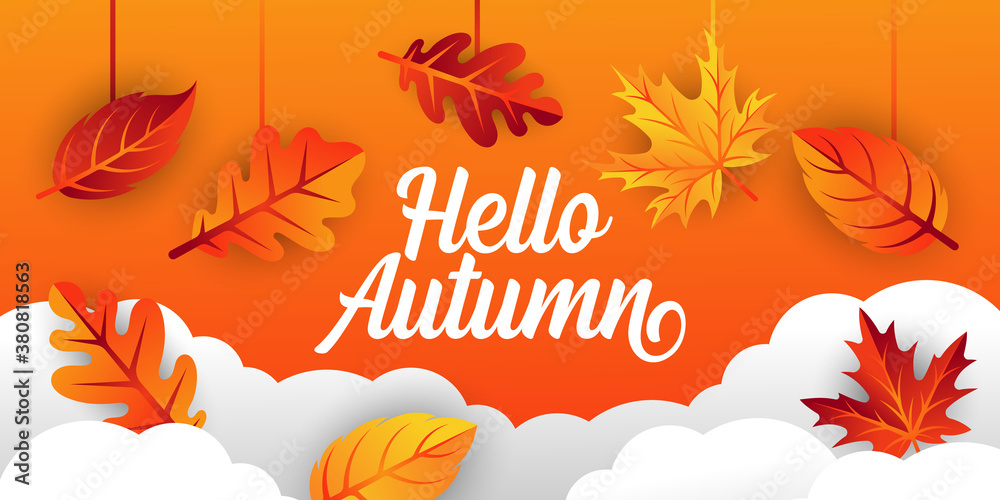 Autumn background vector with decorative leaves. Autumn fall Vector background template. Abstract Autumn background design template for ad, poster, banner, flyer, invitation, website or greeting card Autumn background vector with decorative leaves. Autumn fall Vector background template. Abstract Autumn background design template for ad, poster, banner, flyer, invitation, website or greeting card