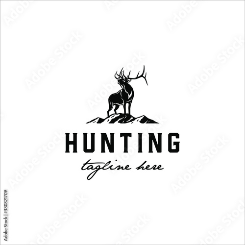 Howling deer on the top of mountain