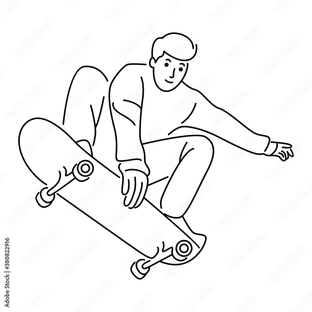 Boy Skateboarding in Park, Teenager playing skateboard