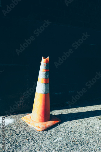 Traffic cone on urban street