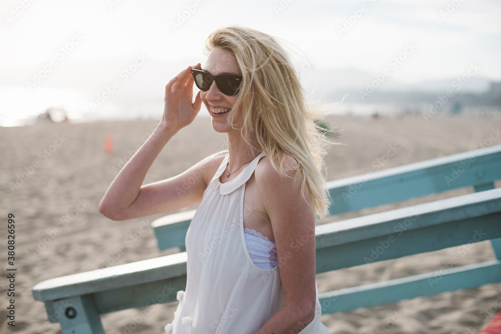 Young happy woman portrait on the beach Young happy woman portrait on the beach