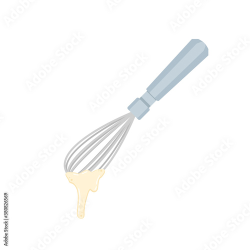 Beater whisk vector. Beater whisk on white background. Sticky flour.