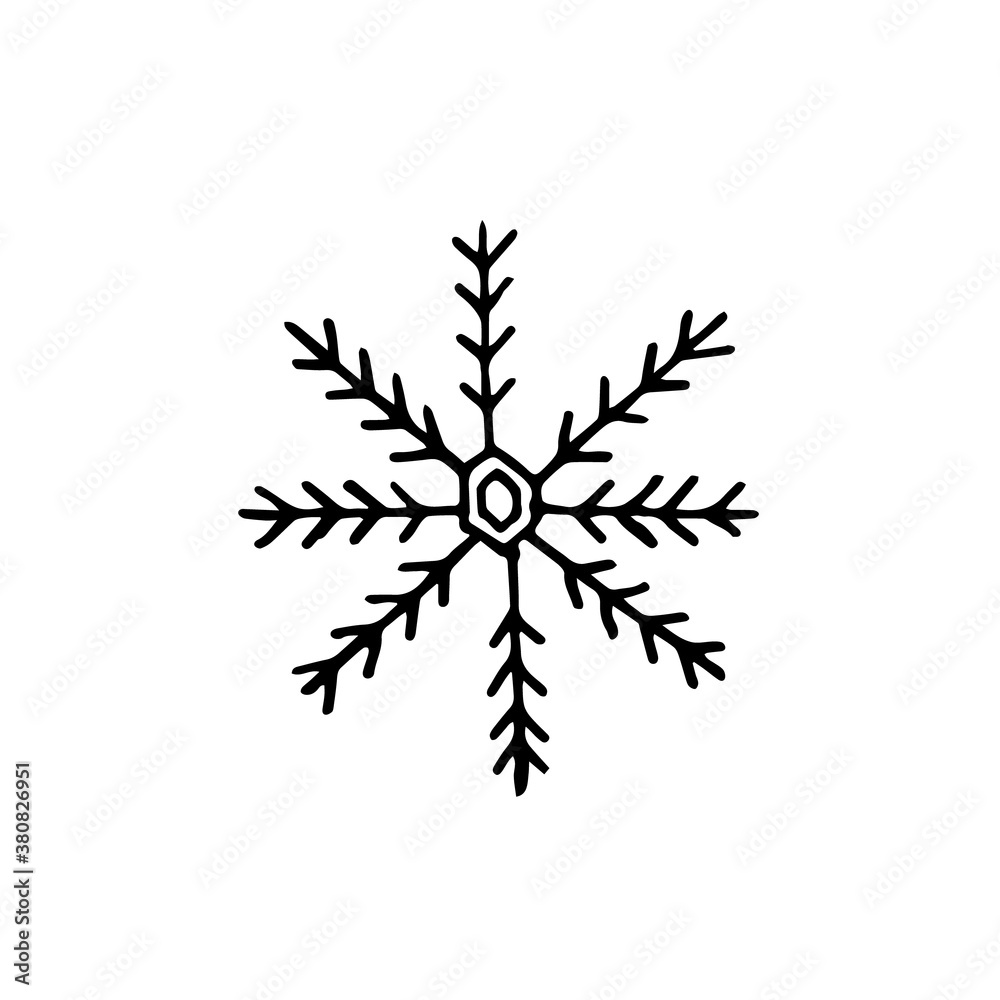 Hand drawn doodle snow flakes.