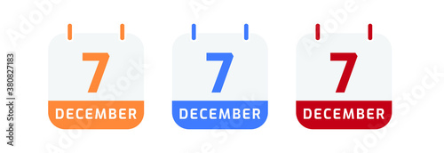 7 december calendar vector design