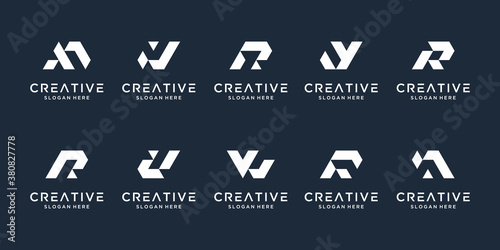 Set of abstract initial letter d logo design