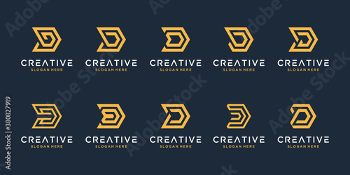 Set of creative letter D logo design template
