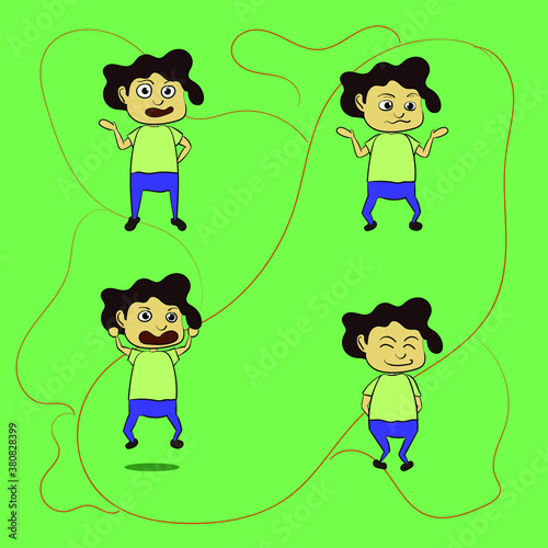 flat child illustration wit four different gestures