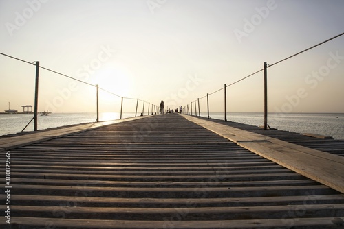 Fototapeta Naklejka Na Ścianę i Meble -  wooden bridge on the beach on the sea.