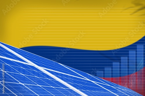 Colombia solar energy power digital graph concept - environmental natural energy industrial illustration. 3D Illustration