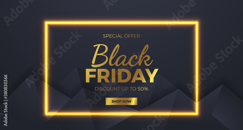 golden lamp glow line black friday with minimalism geometric sale discount banner template