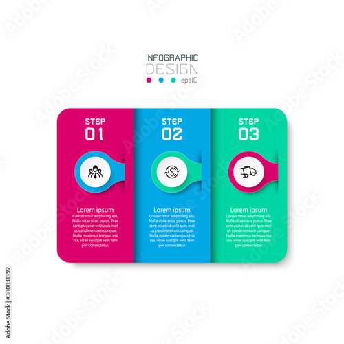 Modern square vector design has 3 steps for advertise, explain to results of business and marketing, infographic.