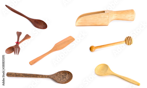 set wooden an isolated on white background, clipping path