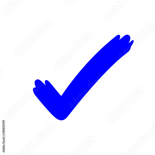 tick check mark icon blue, checkmark icon for voting, blue approval tick, hand drawn check sign doodle symbol