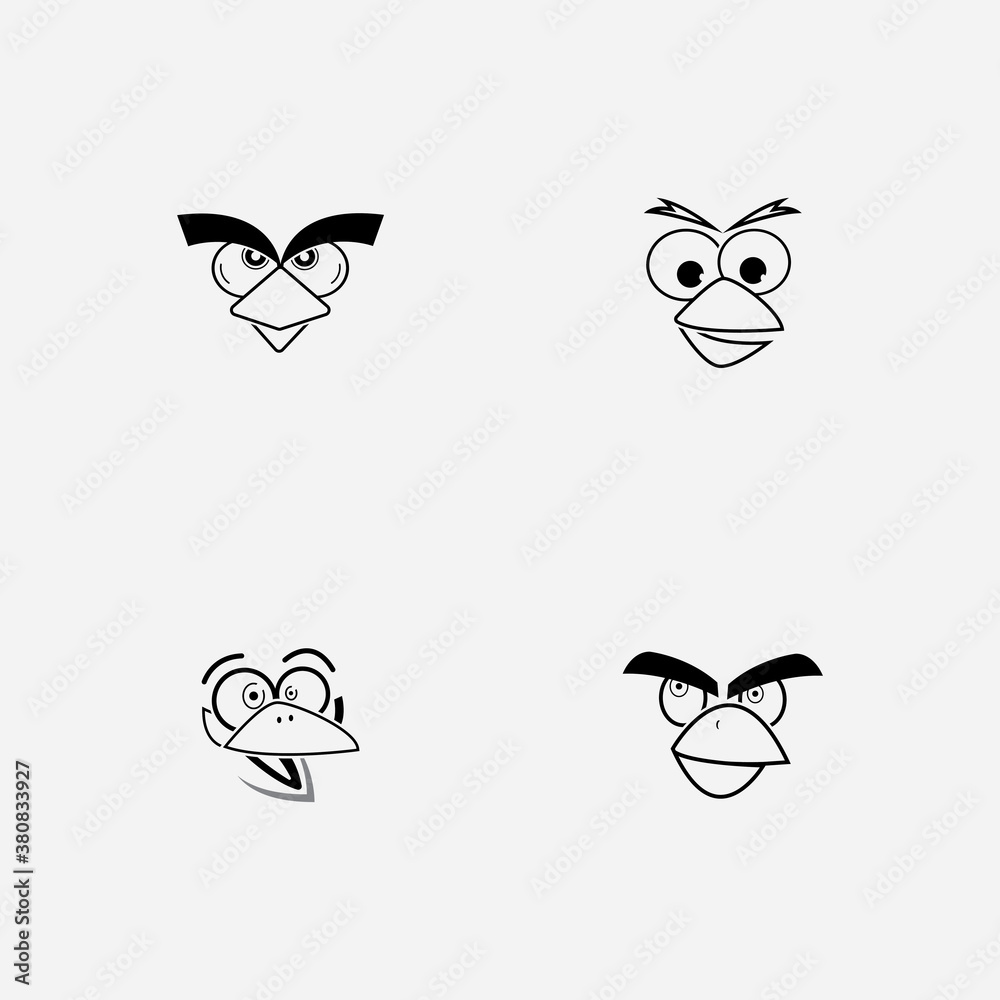 Fototapeta premium cartoon birdies face emoticon design