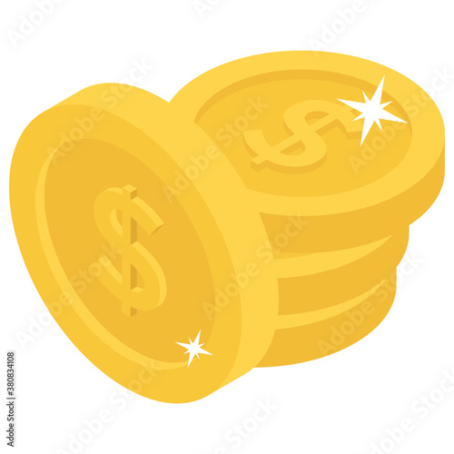
Isometric vector of coins icon 
