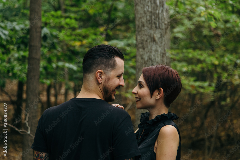 Beautiful caucasian couple looking into each others eyes Beautiful caucasian couple looking into each others eyes