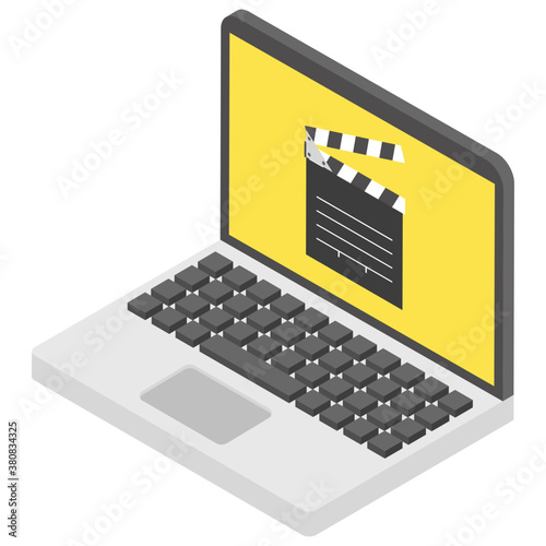 
Clapperboard, film production,  isometric vector icon
