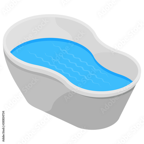 
Bathtub isometric vector icon, jacuzzi 

