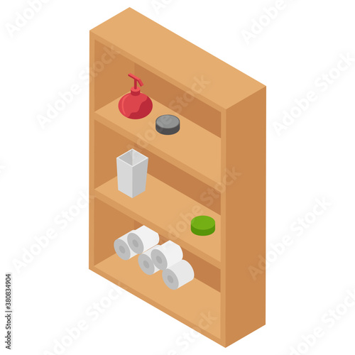 
Isometric icon design of toiletries, washroom amenities
