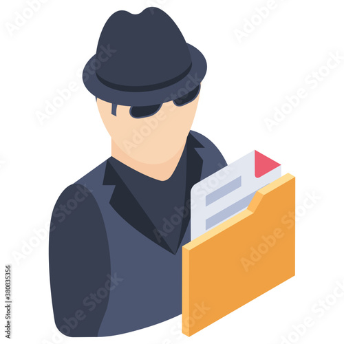 
Isometric design of hacker icon.
