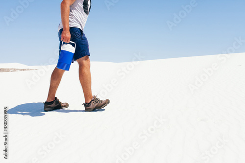 Man walking alone in the desert
