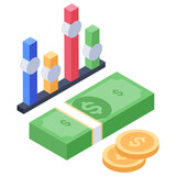 
Financial graph isometric icon, graphic presentation

