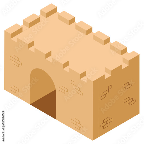 
Isometric icon of castle pillar, medieval castle concept 
