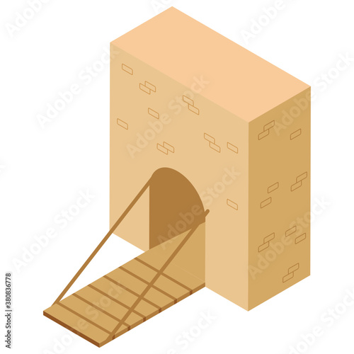 
Isometric icon of castle pillar, medieval castle concept 
