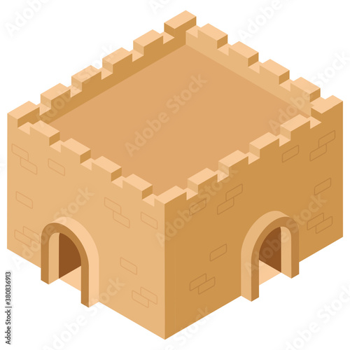 
Isometric icon of castle pillar, medieval castle concept 
