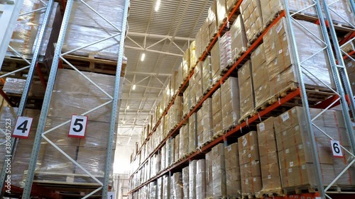 Warehouse with finished products or stored items.