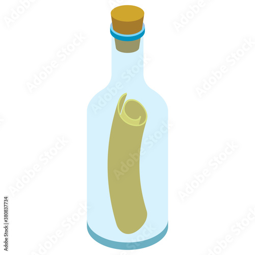 
Message In Bottle , isometric vector icon, 
