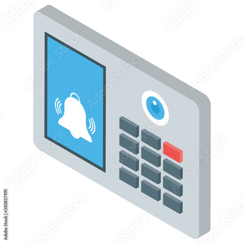 
Isometric vector of intercom bell icon 
