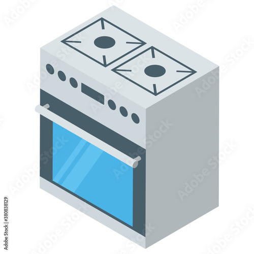 
Cooking range icon in isometric vector 
