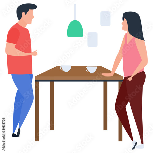 
Talking each other, chatting flat design illustration 
