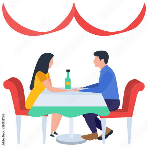 
Romantic date illustration in flat design 
