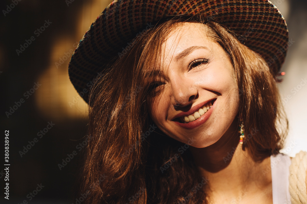 Happy cute girl enjoying the sunlight Happy cute girl enjoying the sunlight