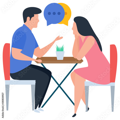
Talking each other, chatting flat design illustration 
